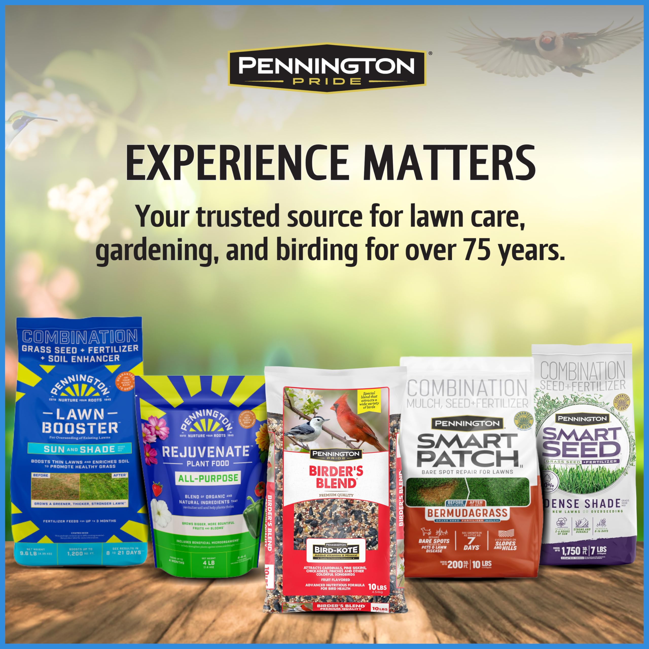 Close look at Pennington label noting BIRD-KOTE technology and nutrient enhancement