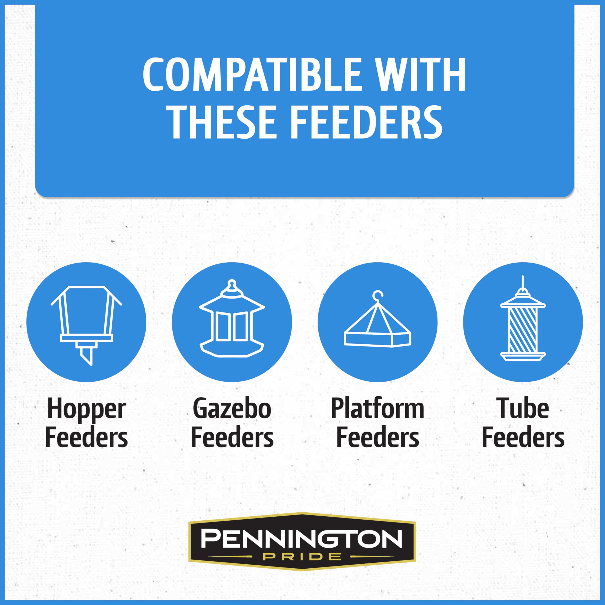 Pouring Pennington seeds into a tube feeder demonstrating easy flow and compatibility