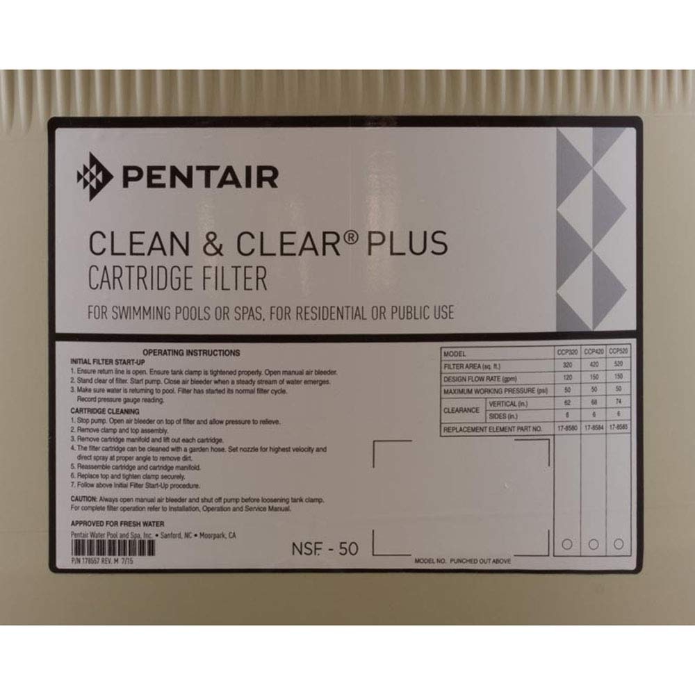 Pentair almond tank body mounted in a filtration system demonstrating fit compatibility