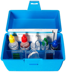 Pentair Pen Test KIT lucite test cell in use with reagents and color standards for quick accurate results