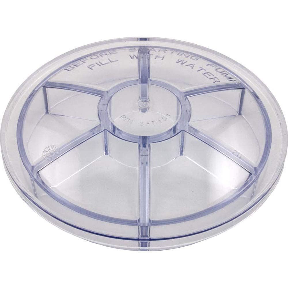 Pentair trap lid front view clear replacement shows fit and easy inspection