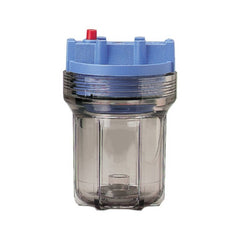 Pentek housing front view with clear sump showing cartridge visibility and easy inspection