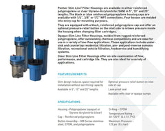 Pentek housing close-up of pressure-relief button and cap for safer cartridge changes