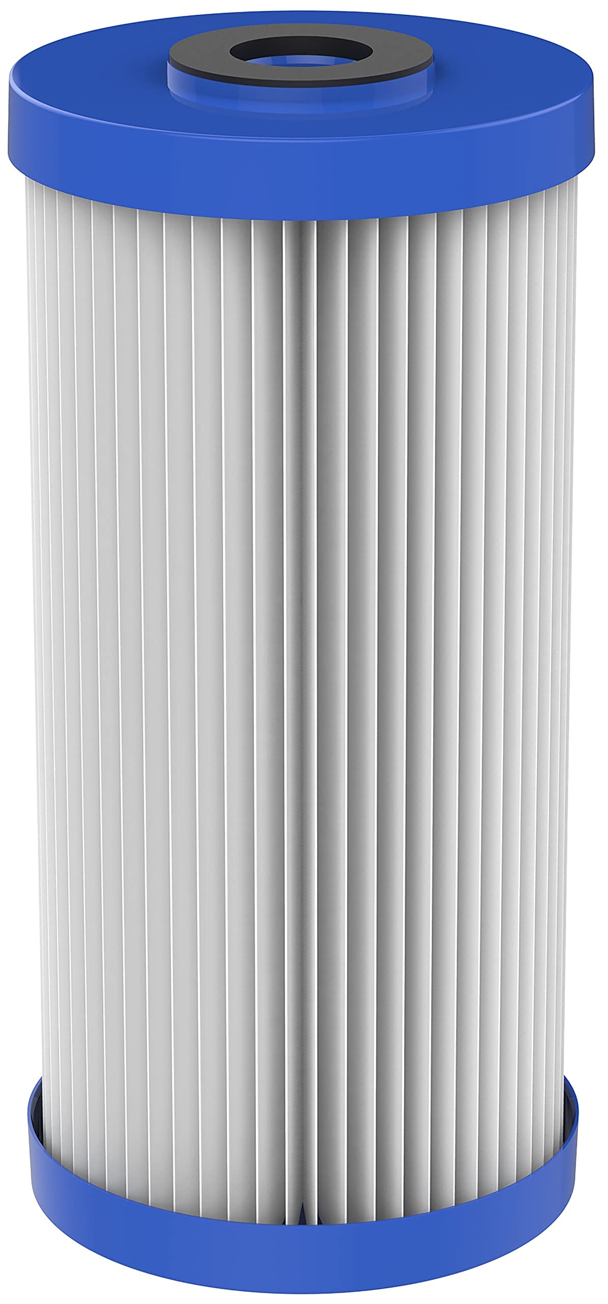 Pentek R50-BB close-up of pleated polyester media texture, large dirt-holding capacity