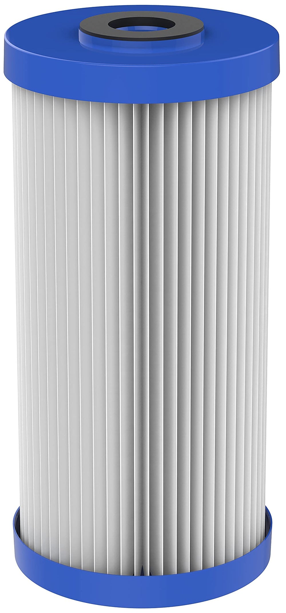 Pentek R50-BB close-up of pleated polyester media texture, large dirt-holding capacity