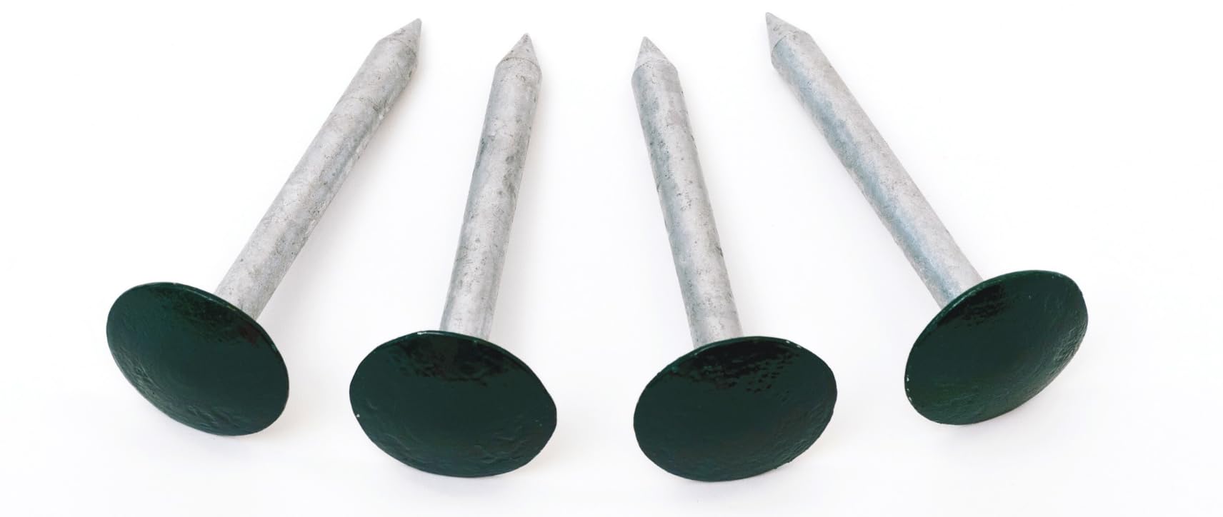 Pepperfish front view of four green low profile stakes showing packaging and benefits