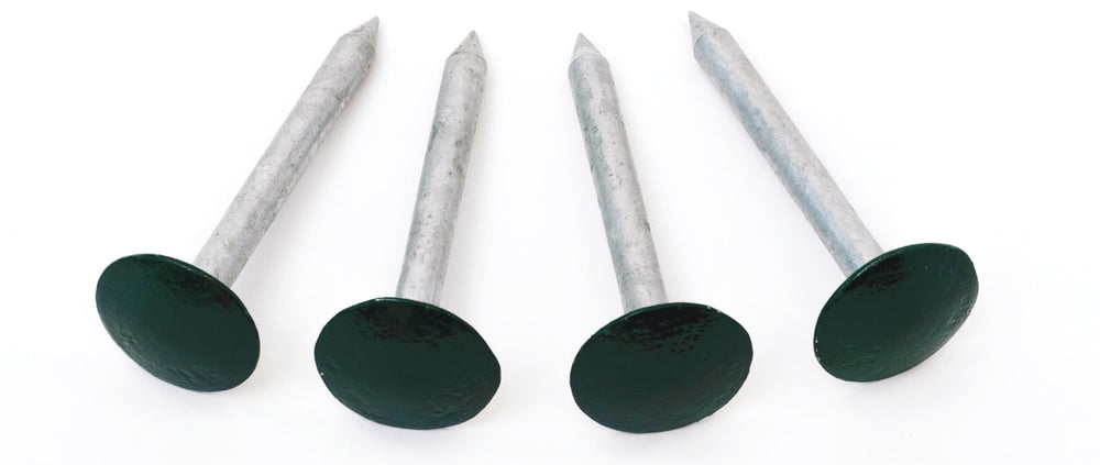 Pepperfish front view of four green low profile stakes showing packaging and benefits