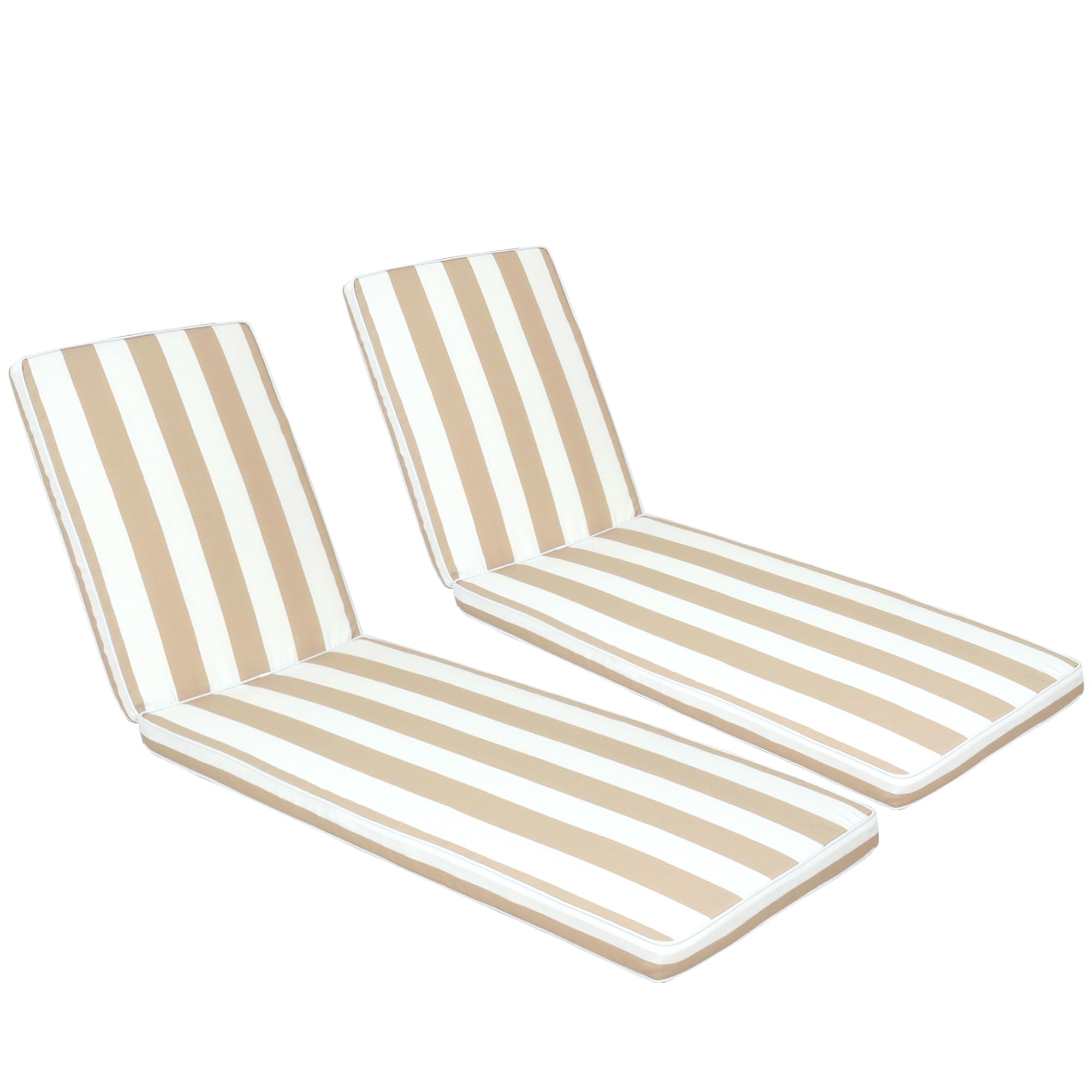 PERFECT GARDEN front view of striped chaise cushion showing clean design and comfort