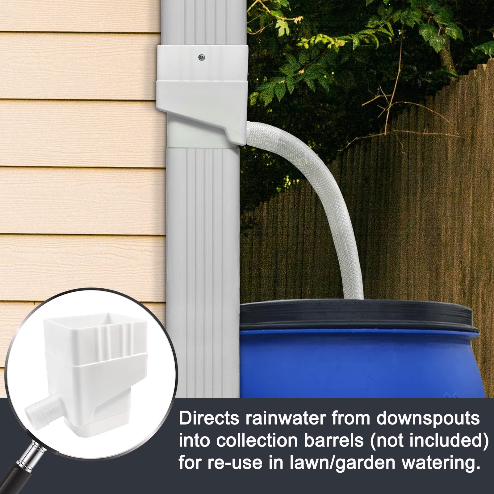 perfsign garden bucket setup lifestyle showing finished rain barrel saving tap water