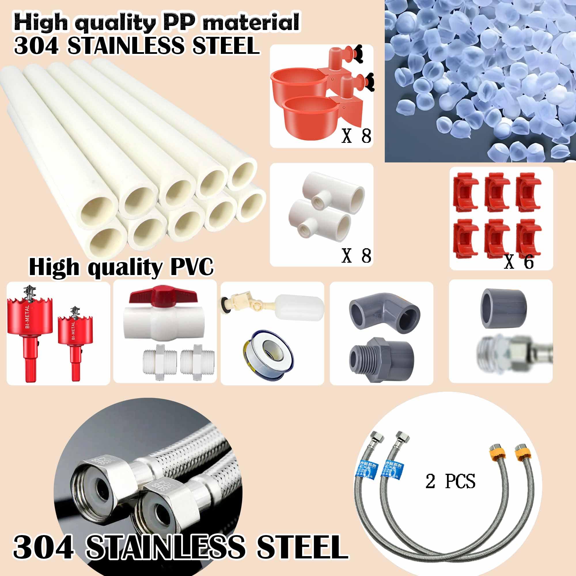 perfsign pvc pipe and fittings layout showing complete components for DIY assembly