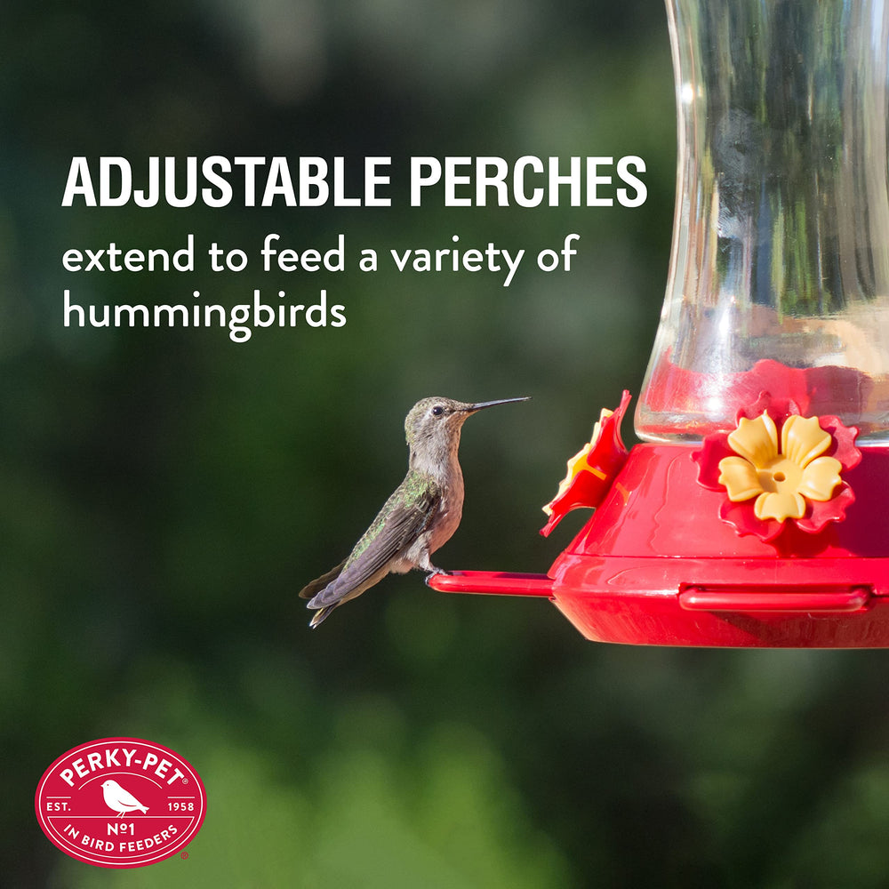 Perky-Pet close-up of flower feeding ports with bee guards for cleaner nectar