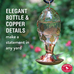 Perky-Pet copper flower ports detail attracting multiple birds to feed