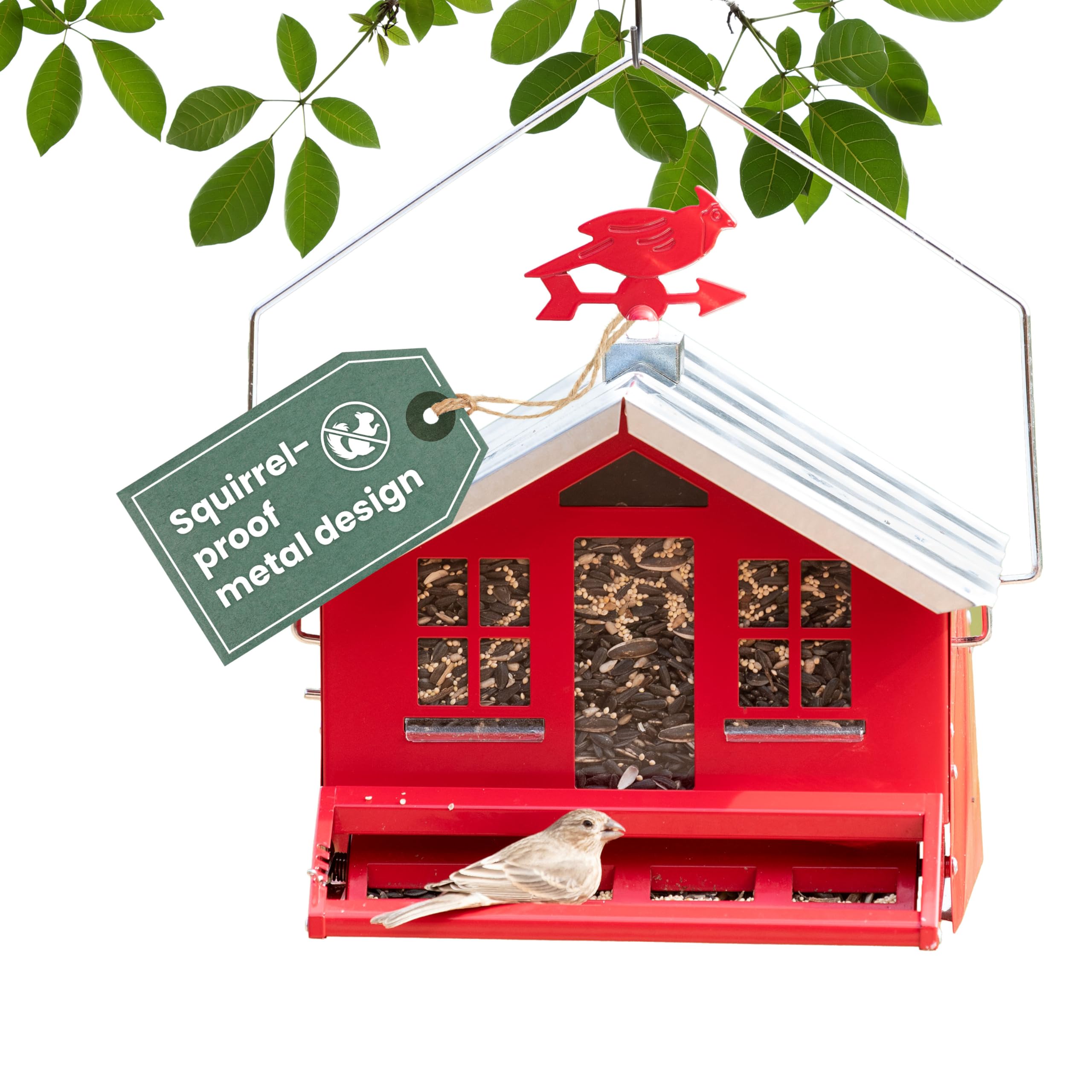 Perky-Pet front view of country house feeder showing capacity and rustic appeal
