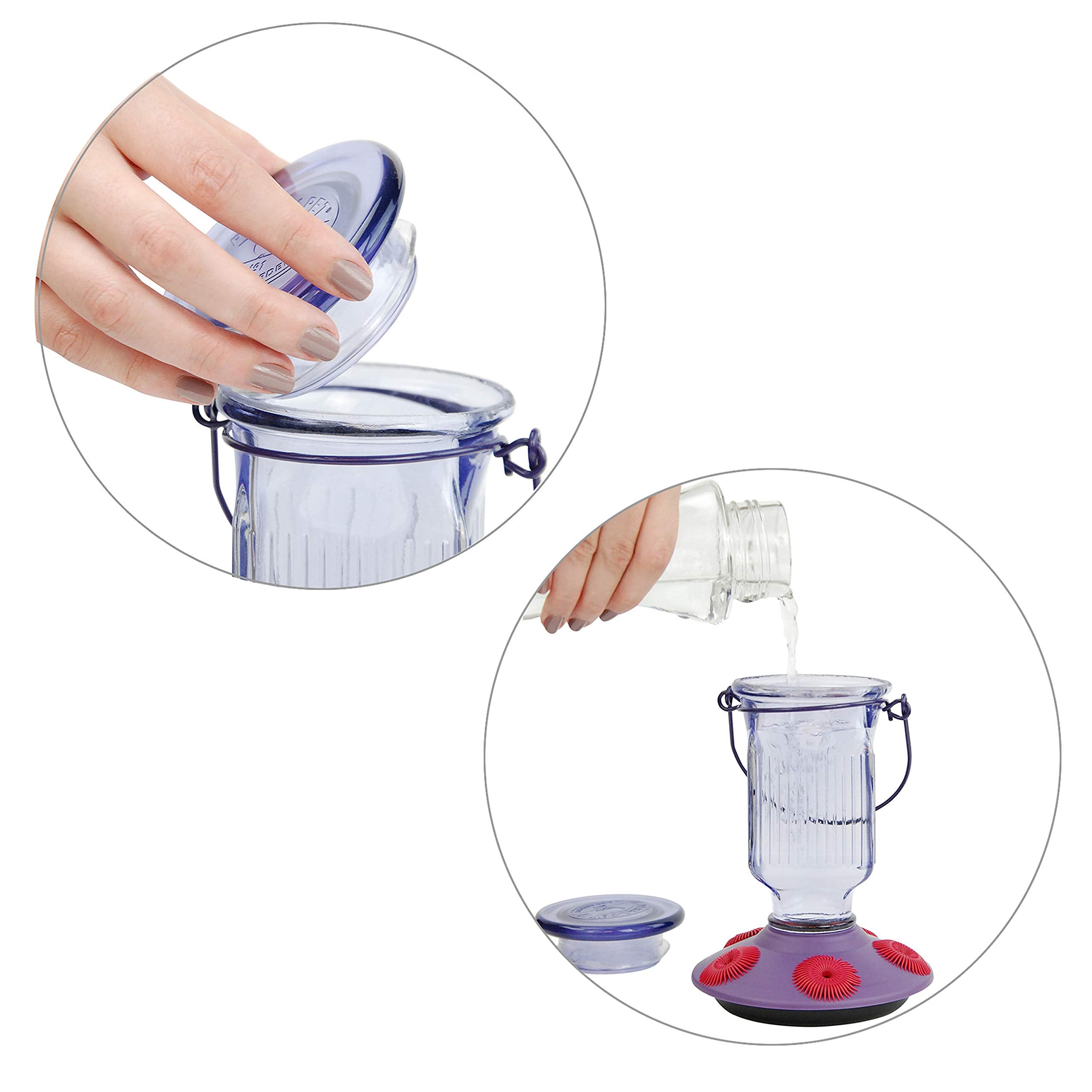 Perky-Pet base gasket detail preventing leaks and reducing nectar waste