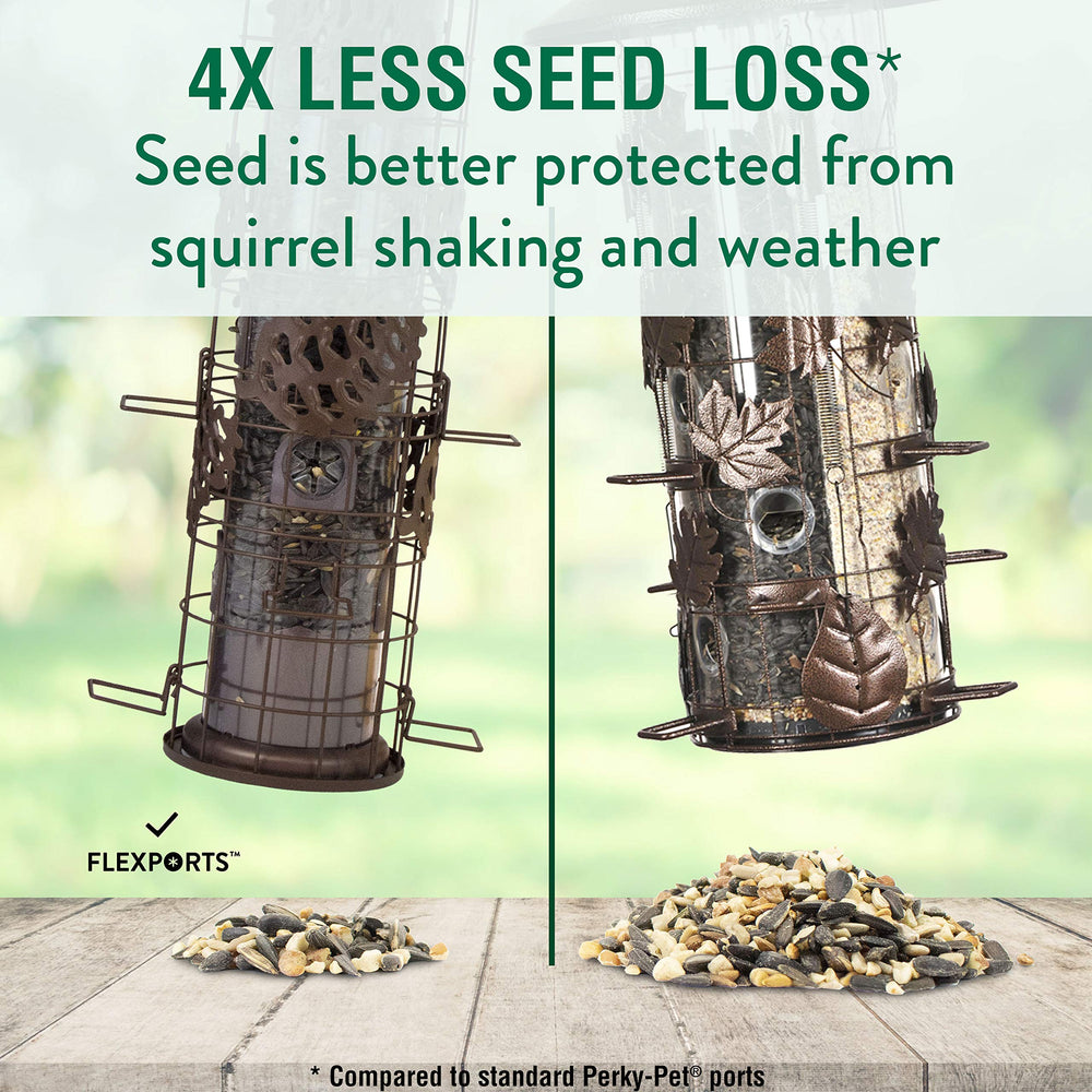 Perky-Pet feeder beside ruler showing 1.75 lb capacity and correct scale