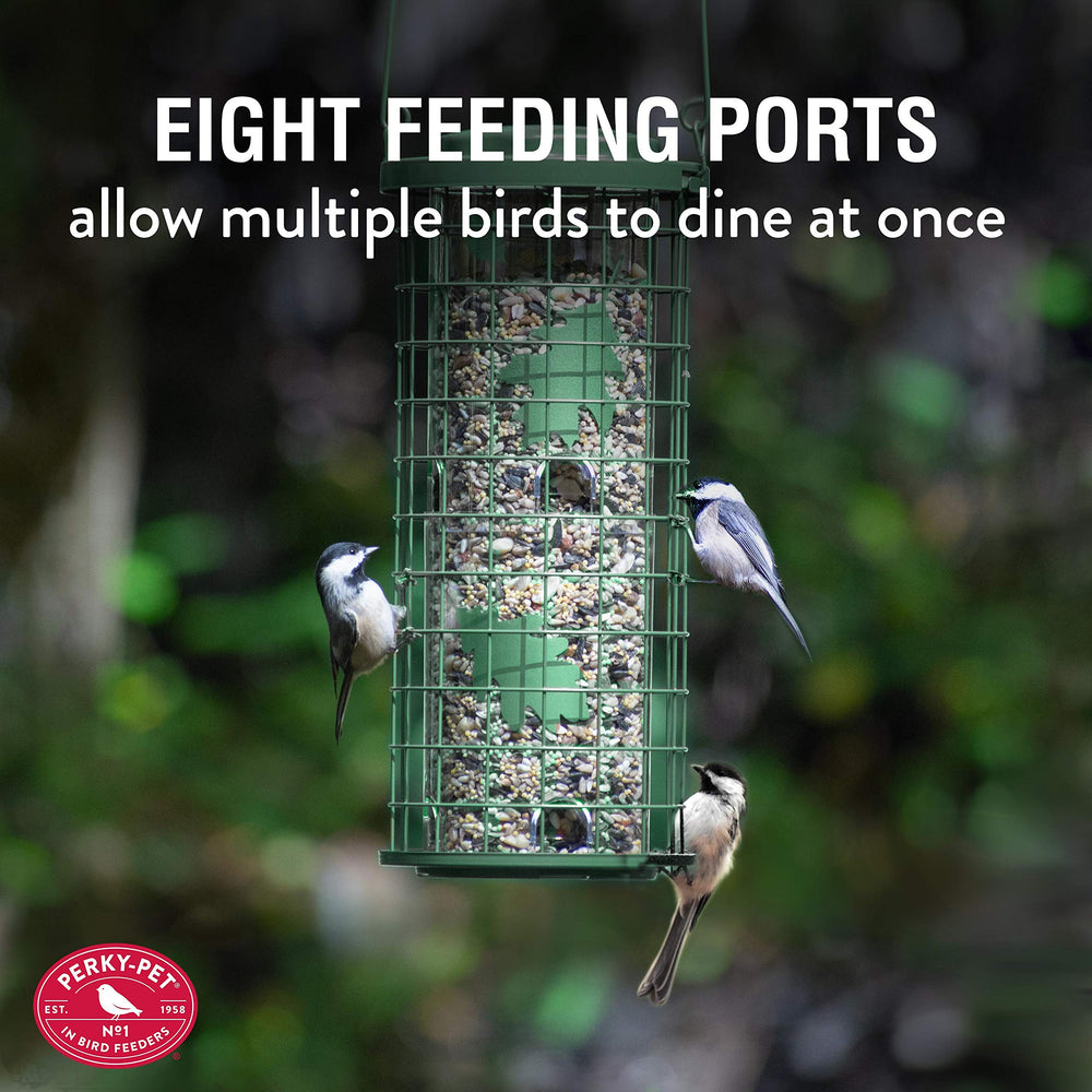 Perky-Pet clear seed tube showing remaining seed for simple monitoring
