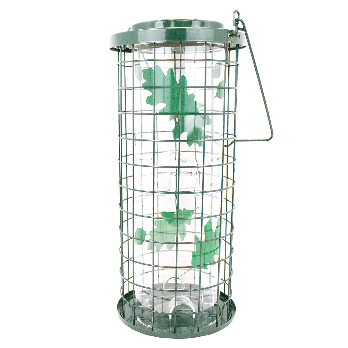 Perky-Pet front view showing eight ports and squirrel-resistant cage benefit