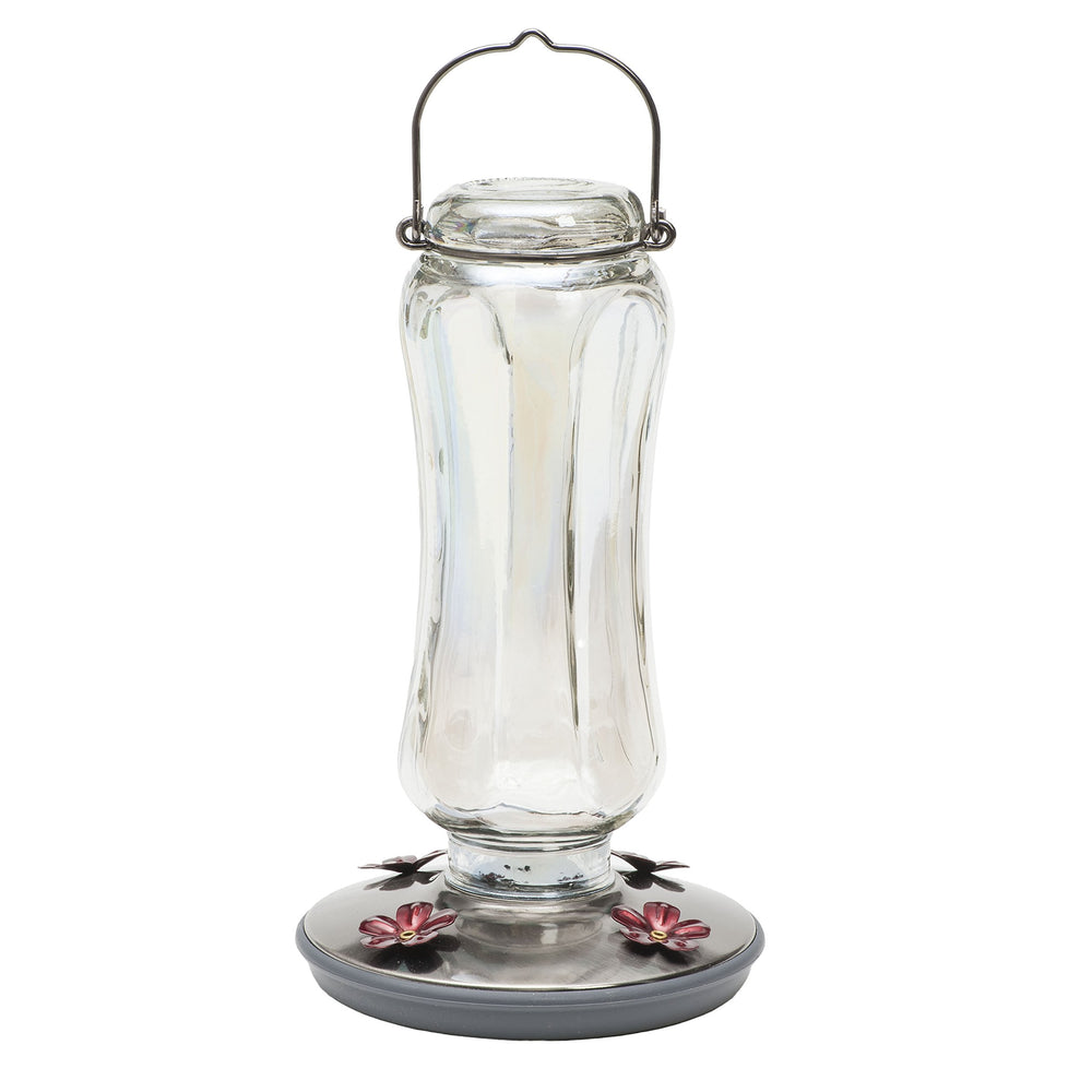 Perky-Pet front view showing starglow glass and brushed-nickel finish for curb appeal