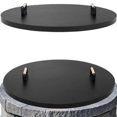 Permade front view of round fire pit lid showing full coverage and protection