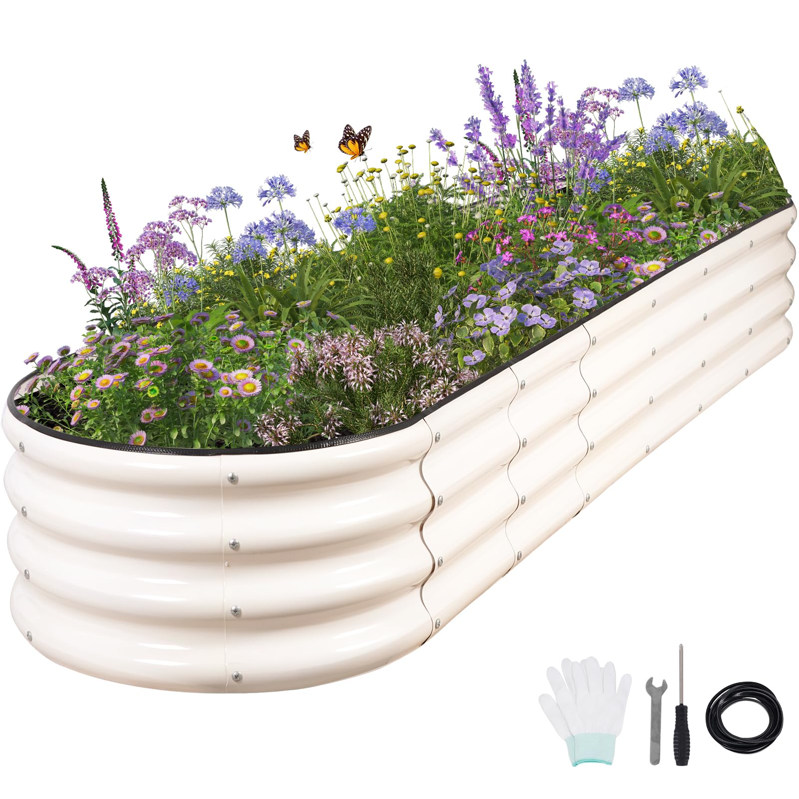 Permade front view of white galvanized planter box showing durable finish and size benefit