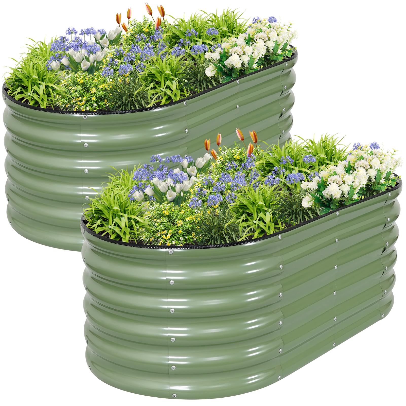 Permade front view of two 4x2x1.4ft planter boxes showing sturdy setup and weather resistance