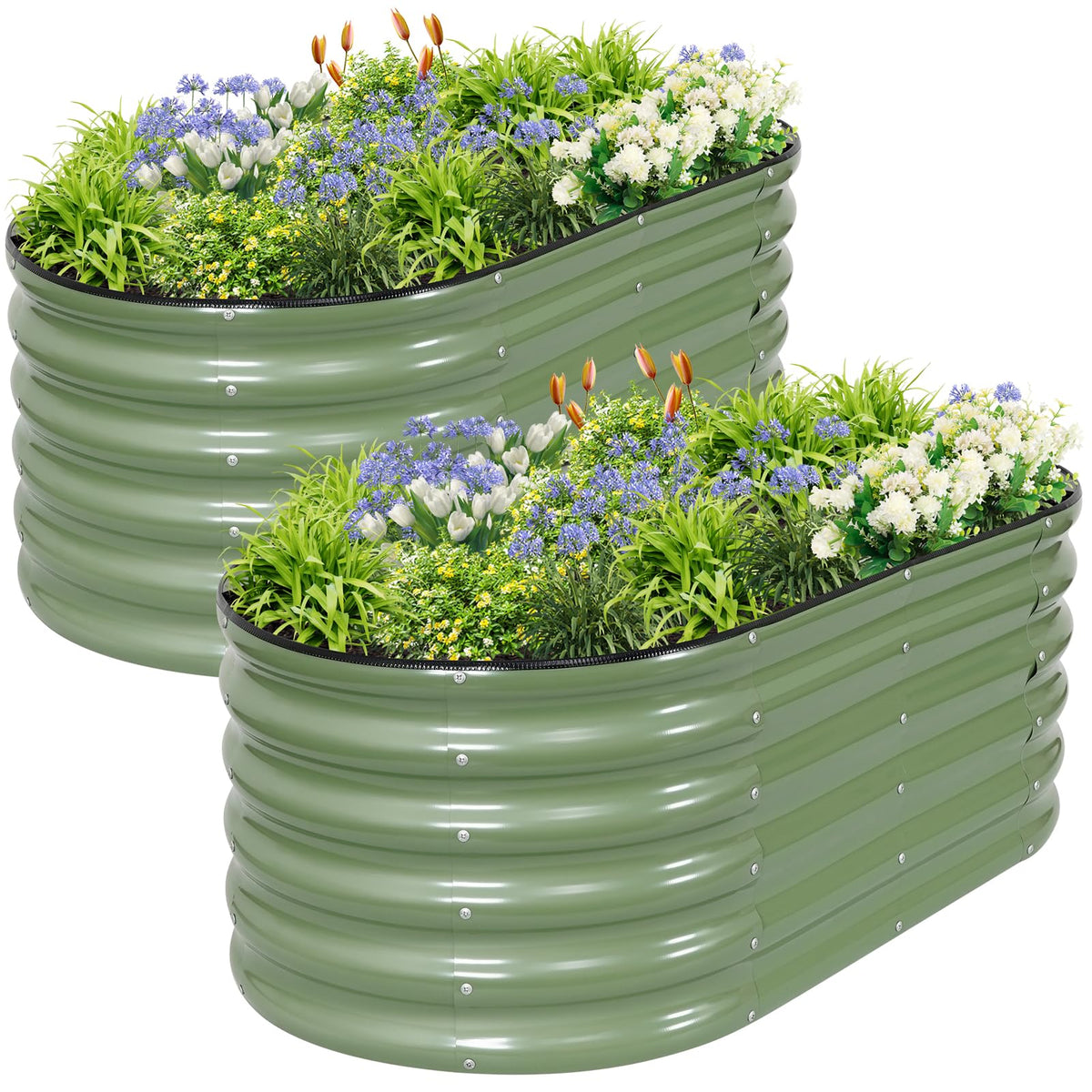 Permade front view of two 4x2x1.4ft planter boxes showing sturdy setup and weather resistance