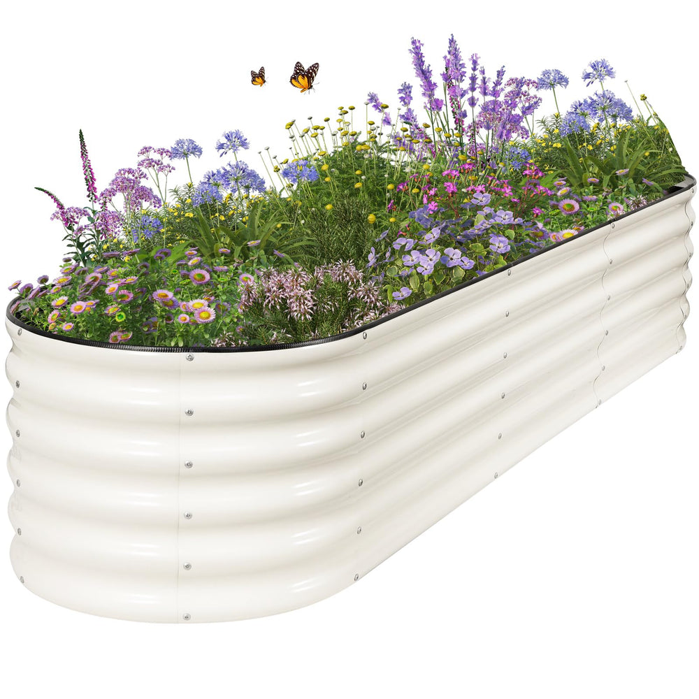 Permade front view of 8x2x1.4ft white planter showing durable construction and clean look
