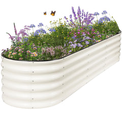 Permade front view of 8x2x1.4ft white planter showing durable construction and clean look
