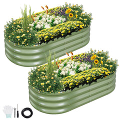 Permade front view assembled bed shows sturdy planter and attractive green finish