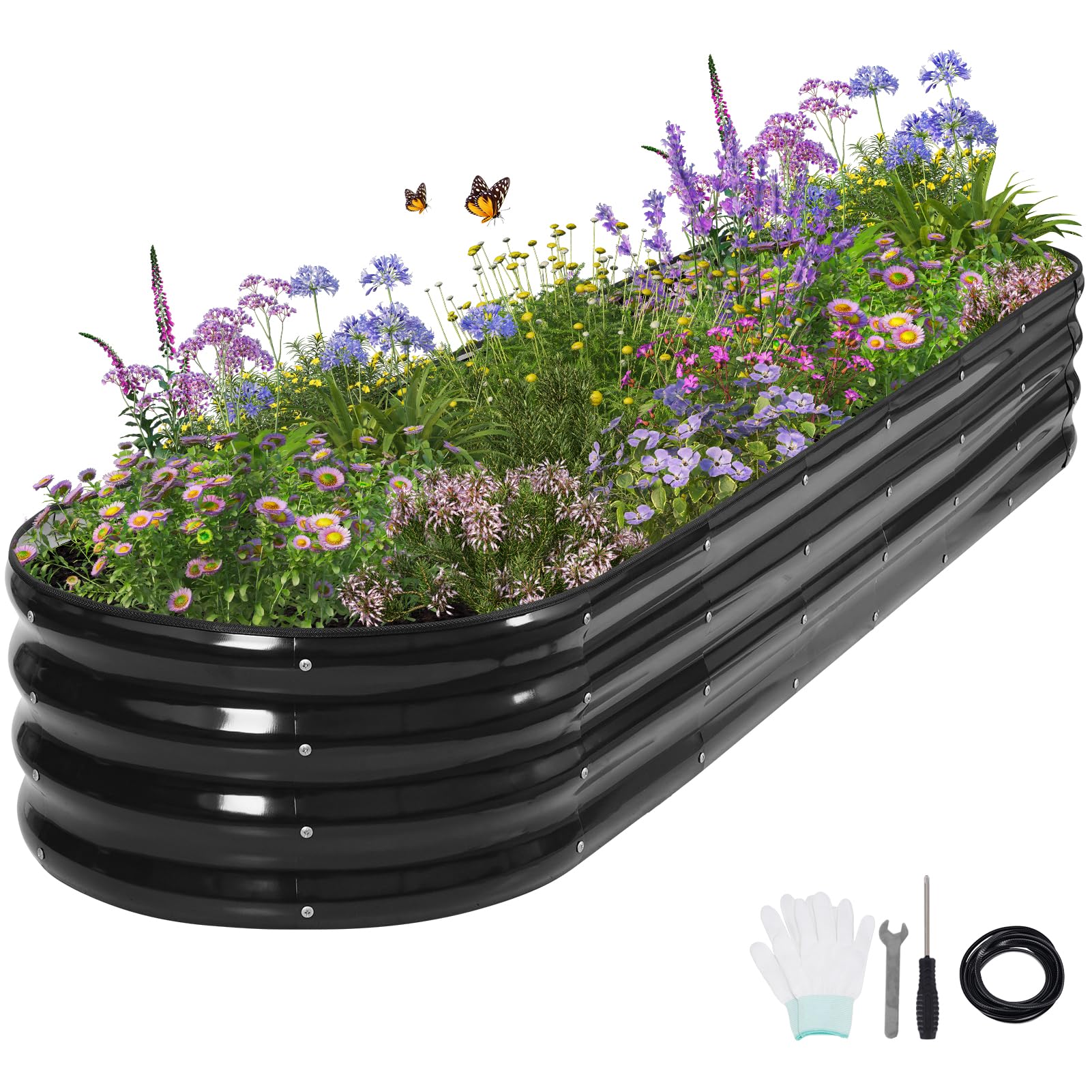 Permade front view of 8x2x1FT galvanized raised garden bed showing full planter benefits