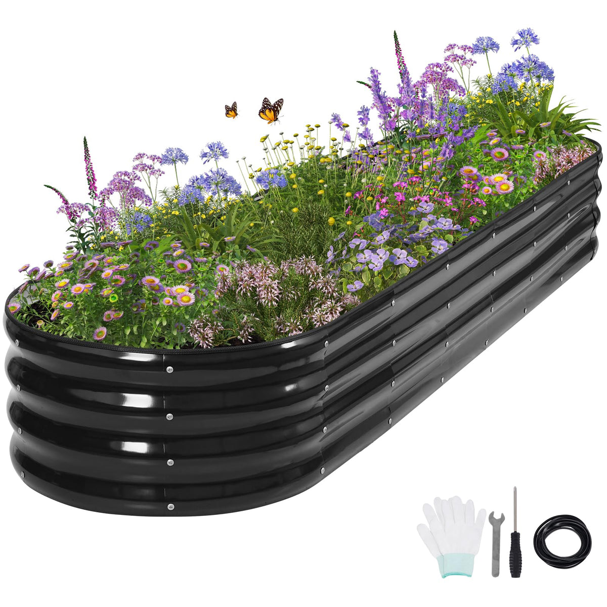 Permade front view of 8x2x1FT galvanized raised garden bed showing full planter benefits