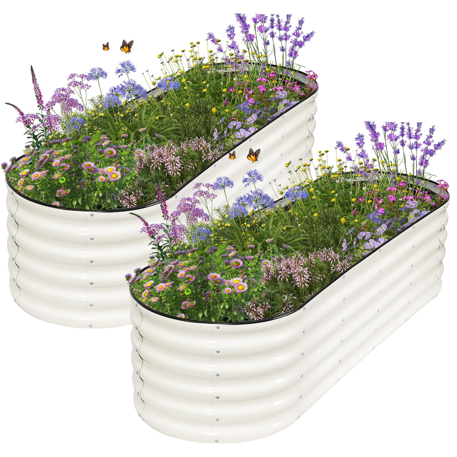 Permade front view of white raised garden bed showing clean planting space