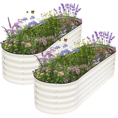 Permade front view of white raised garden bed showing clean planting space