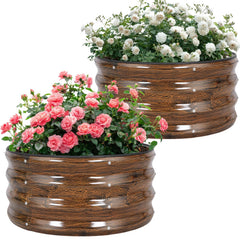 Permade front view of two planter boxes showing sturdy construction benefit