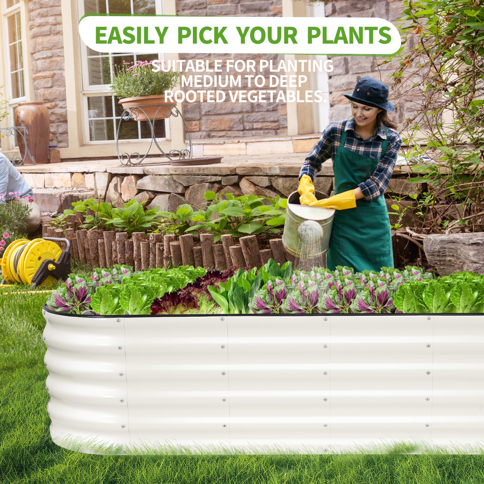Permade in use with vegetables and herbs demonstrating planting capacity