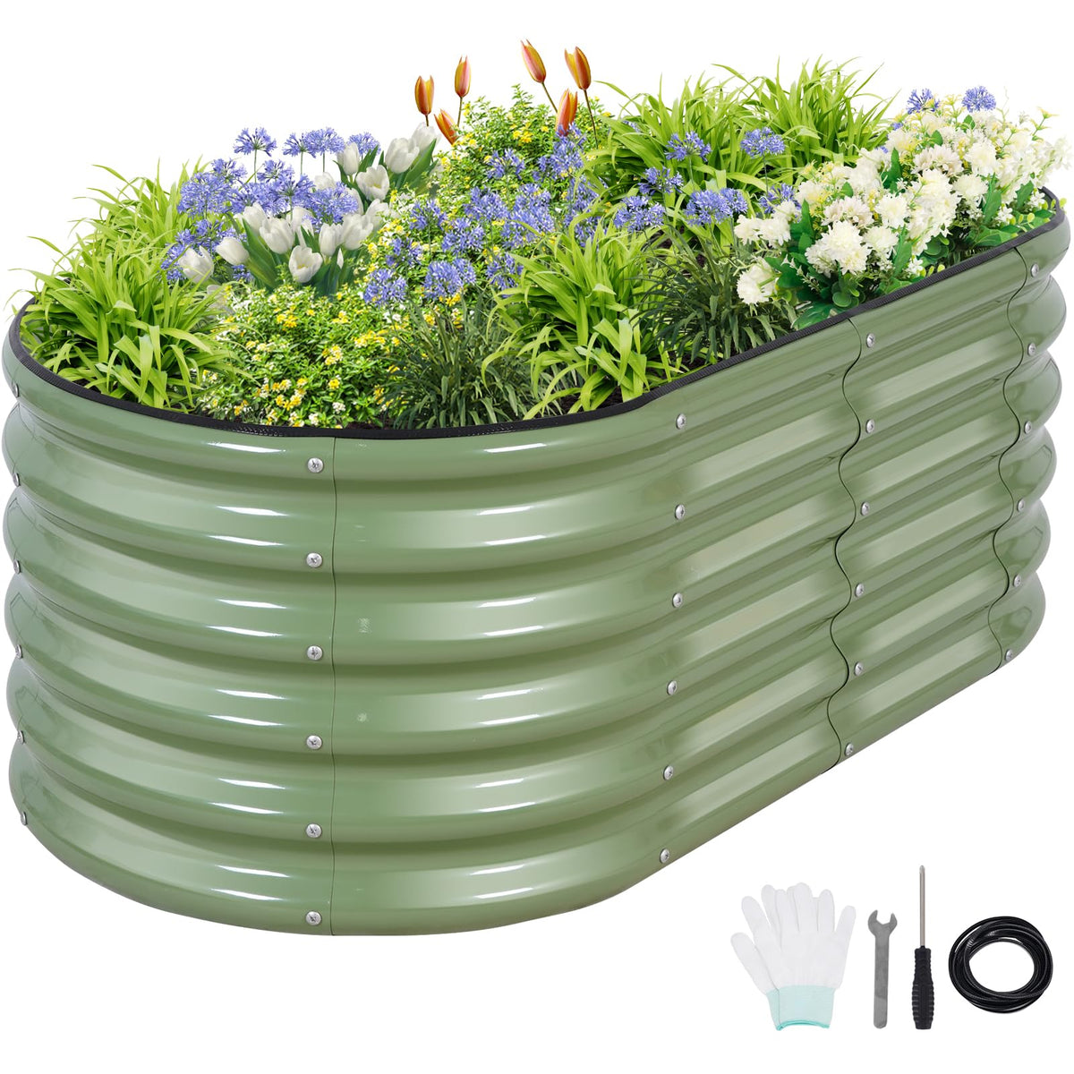 Permade front view of full assembled planter bed showing durable build and space