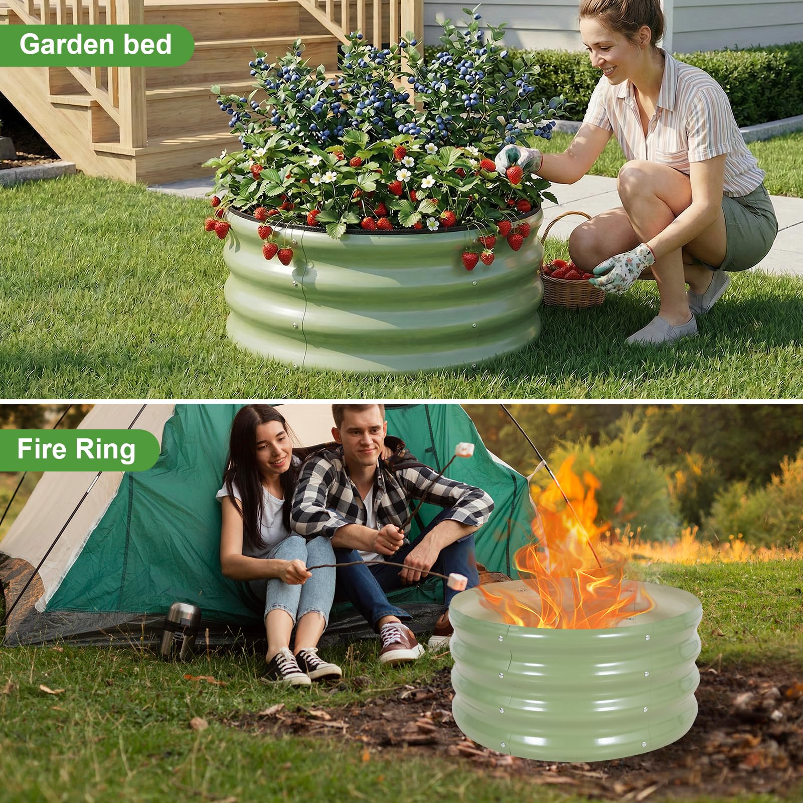 Permade planter beside hand for scale showing compact 2x2 ft footprint benefit