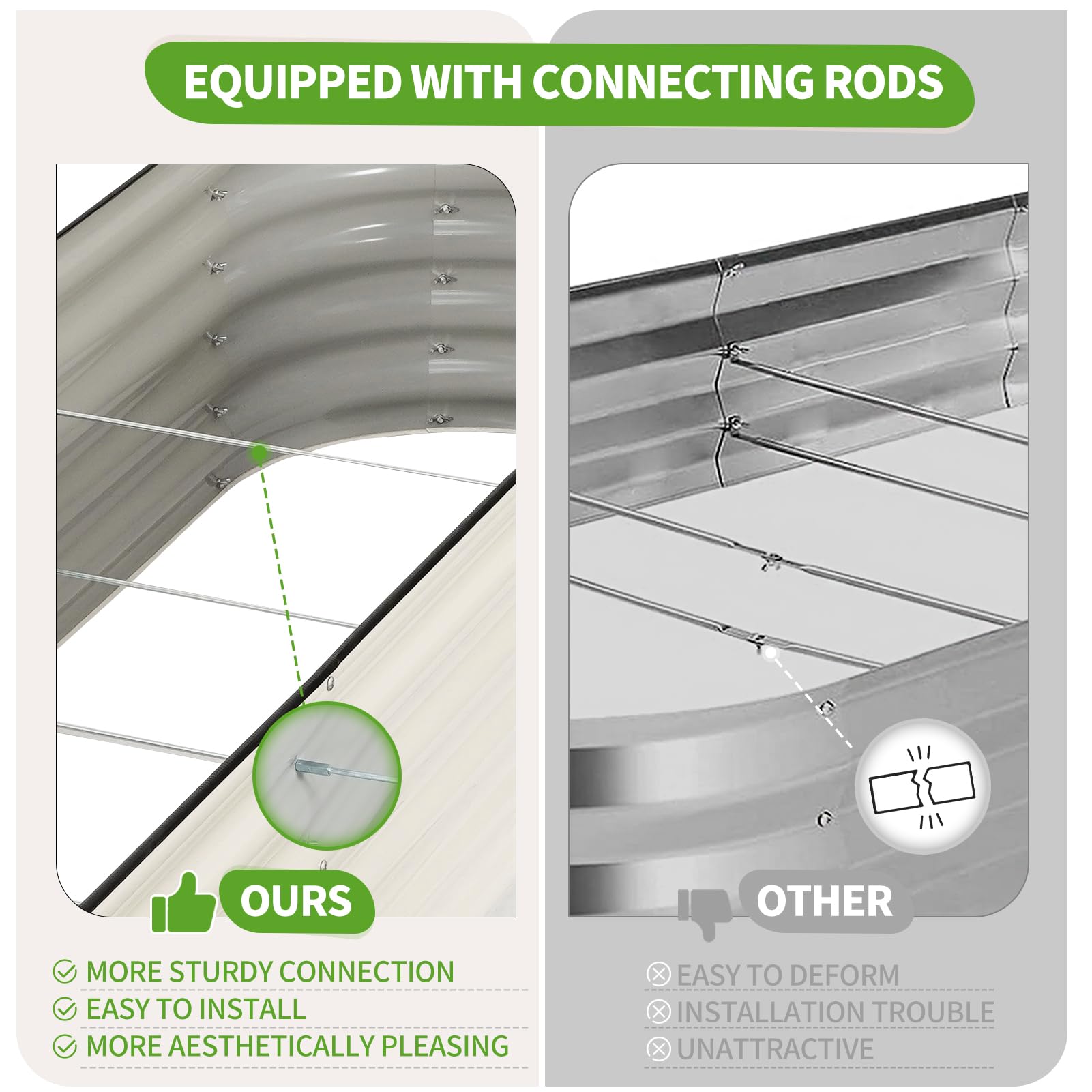 Permade support rods and butterfly nuts showing reinforced stability for heavy soil