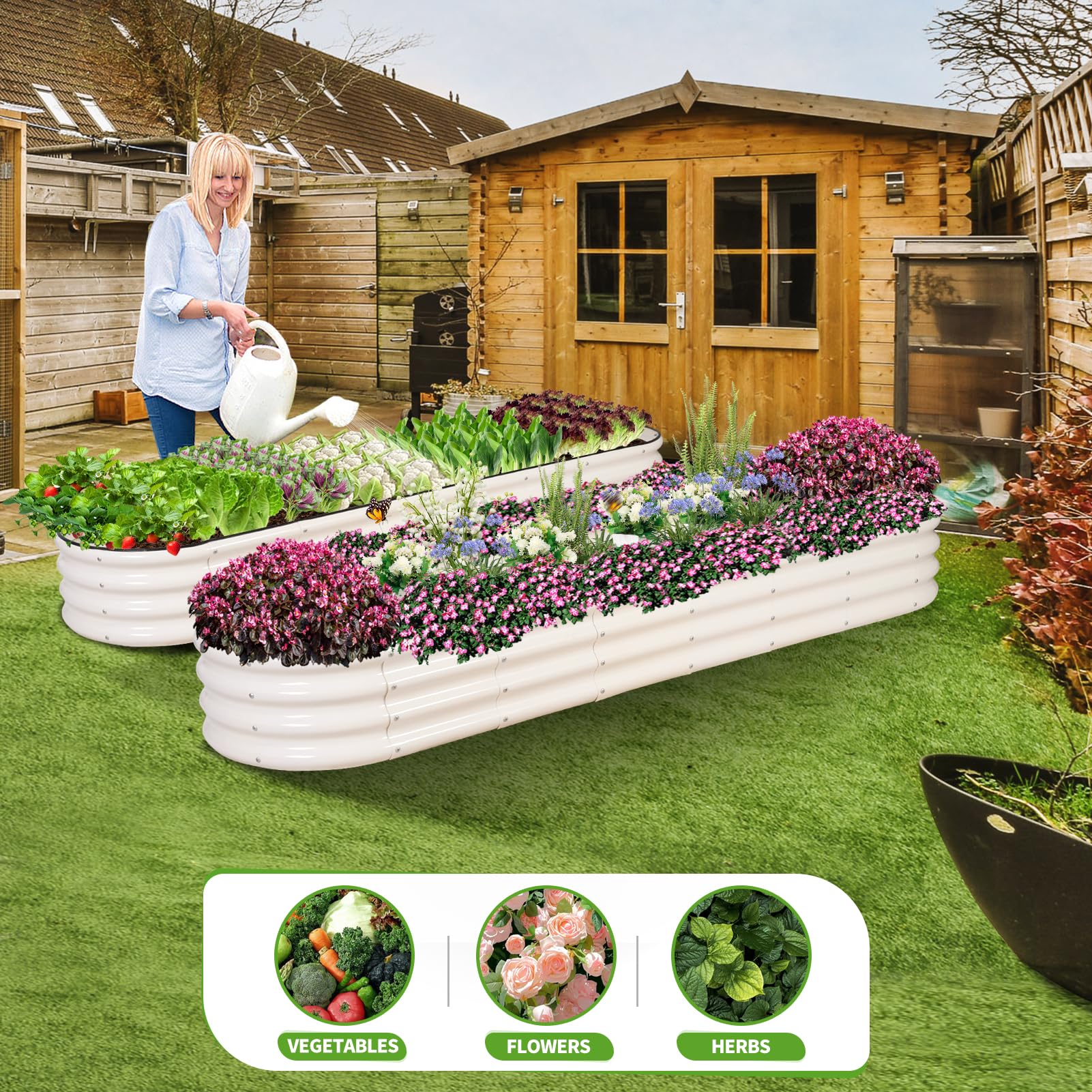 Permade planter next to ruler showing scale and 8x2x1FT capacity benefit