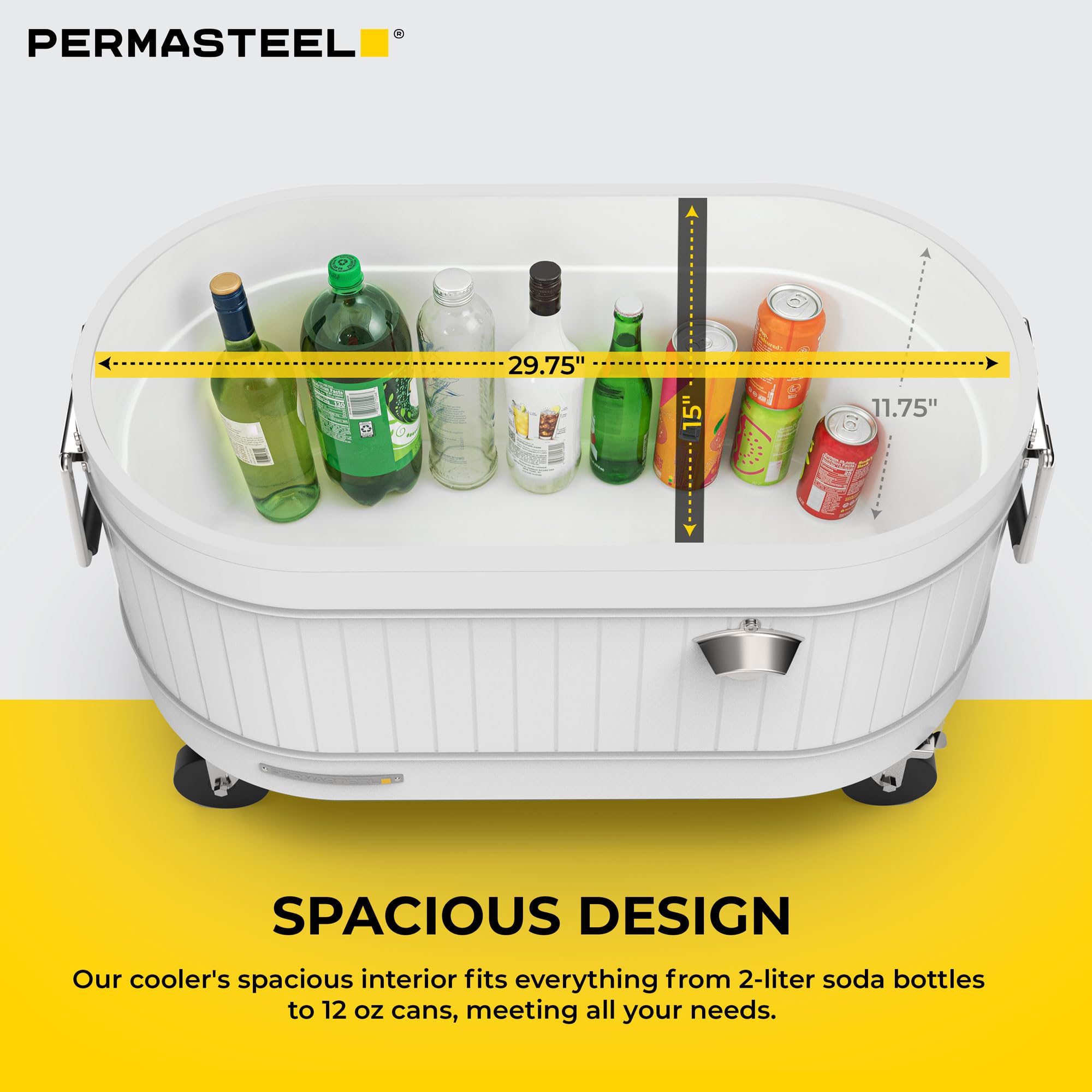 Permasteel cooler in backyard party scene providing convenient drink access