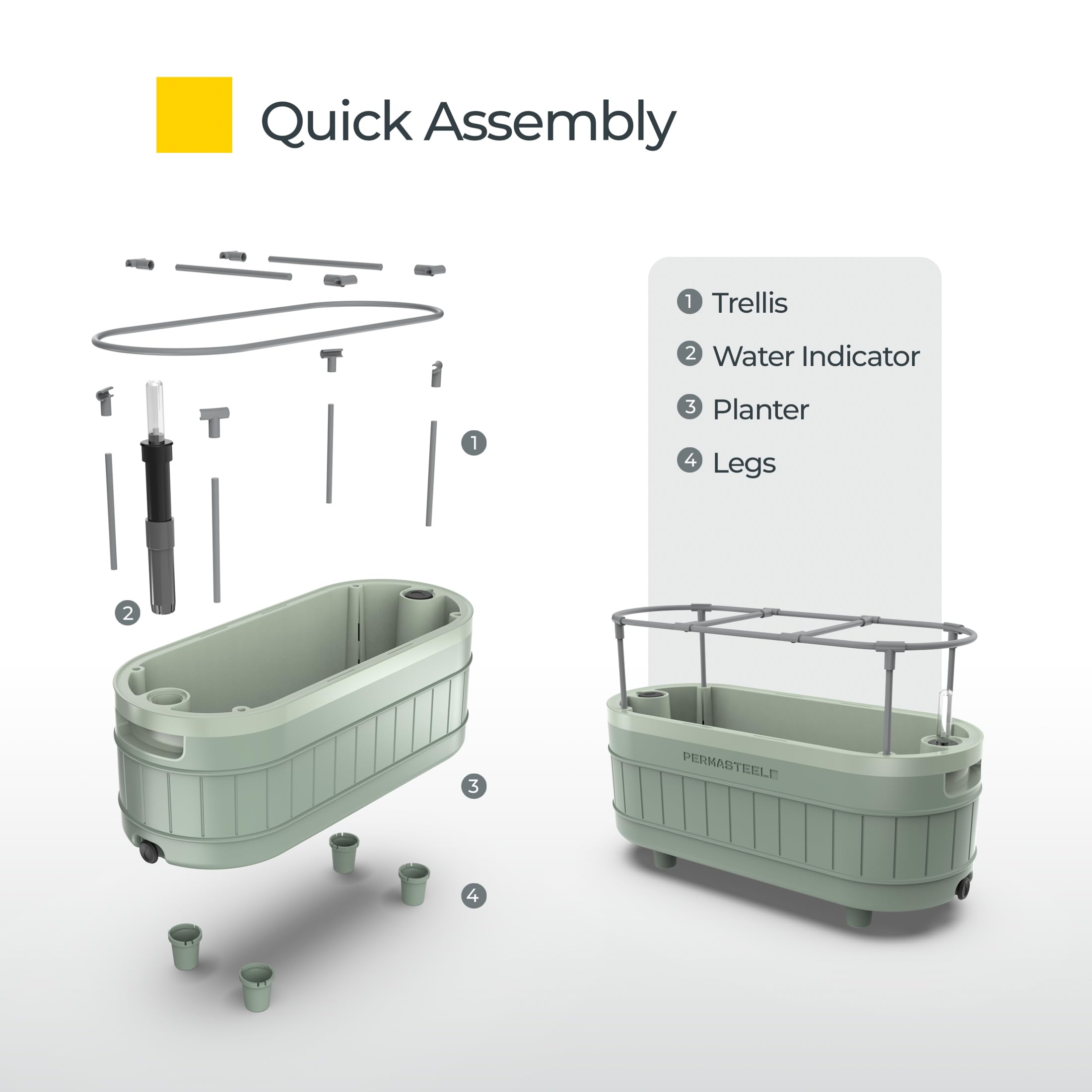 Permasteel planter on patio illustrating weather-resistant outdoor use