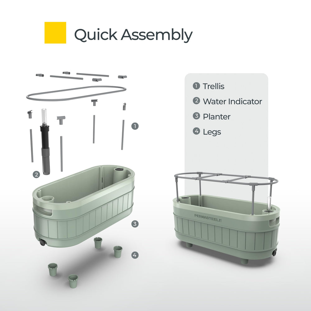 Permasteel planter on patio illustrating weather-resistant outdoor use