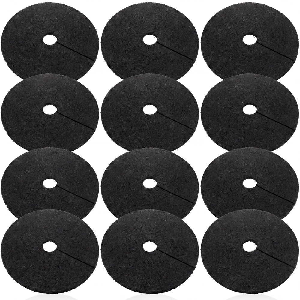 Peryiter front view of six rubber tree rings showing package quantity and rugged design benefit