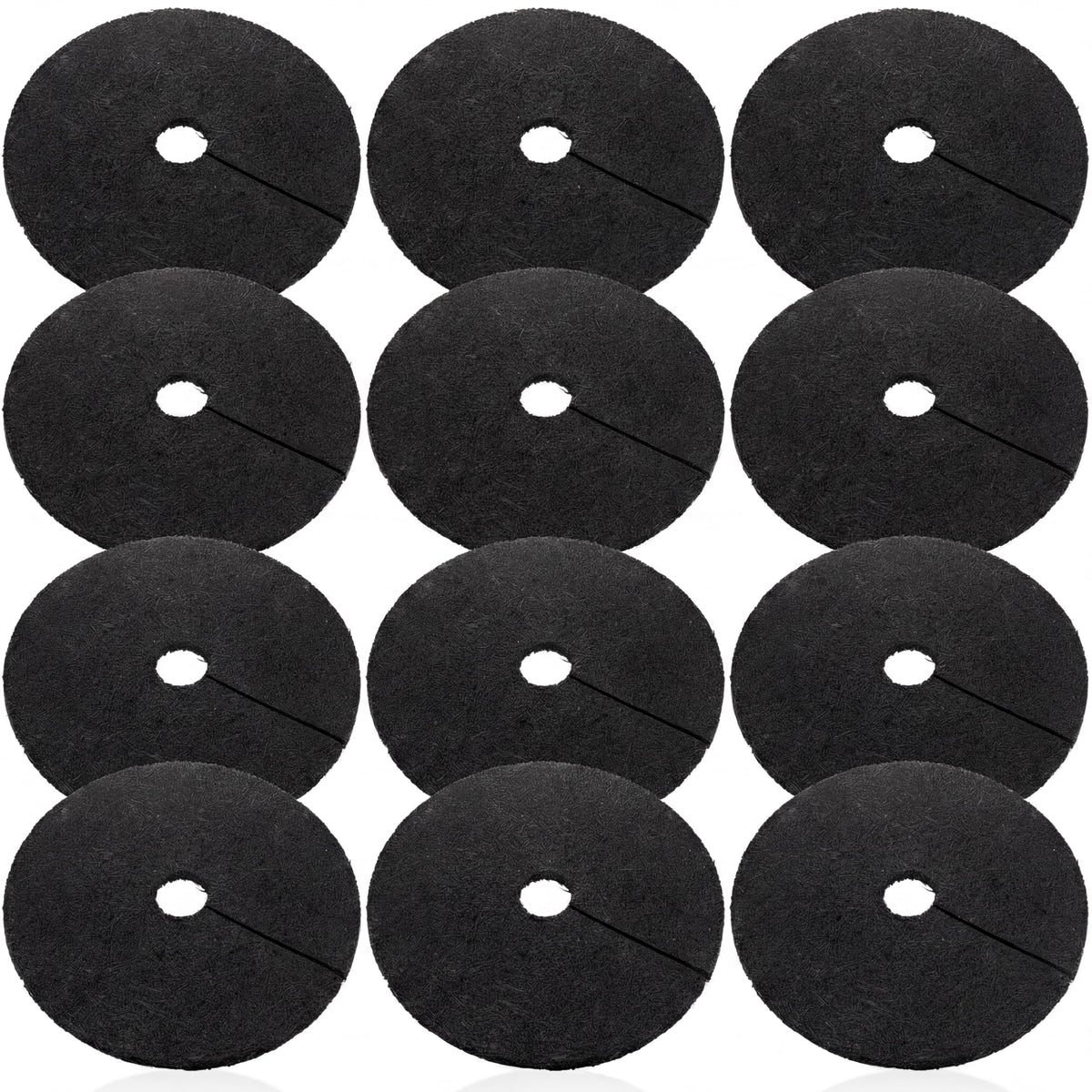Peryiter front view of six rubber tree rings showing package quantity and rugged design benefit