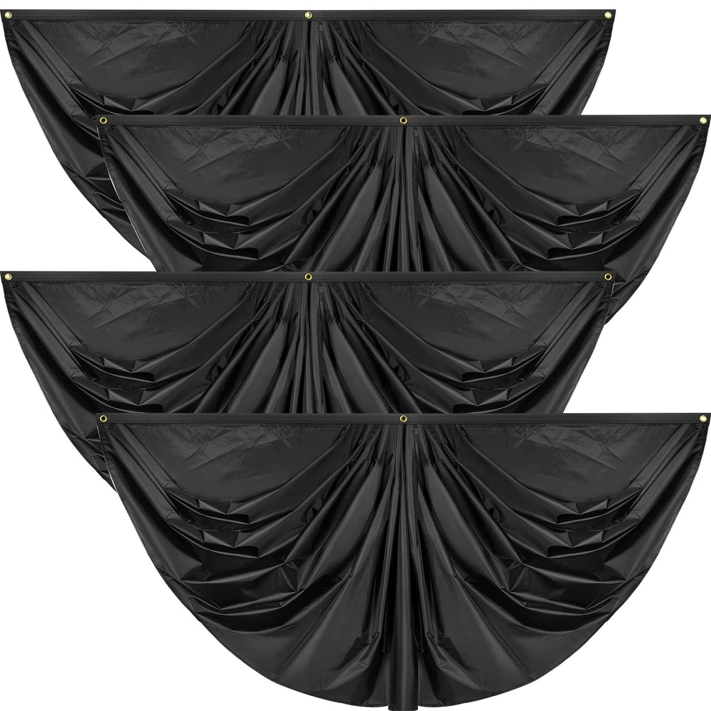 Peryiter front view pleated fan flag bunting shows bold black decor