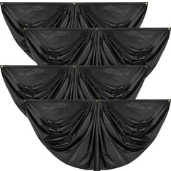 Peryiter front view pleated fan flag bunting shows bold black decor