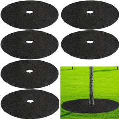 Peryiter front view showing six black rubber tree rings for neat weed control