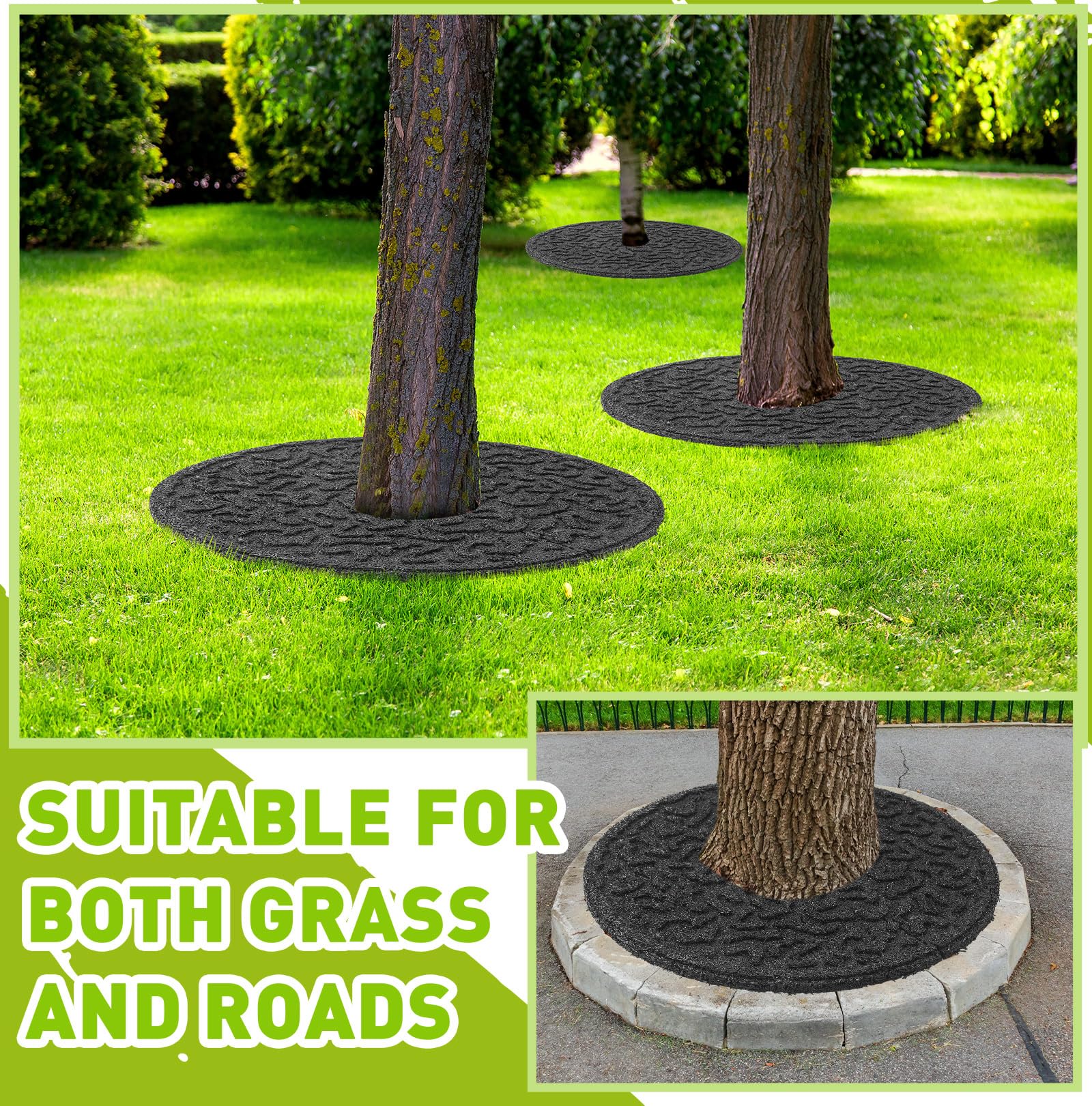 Peryiter rings in a garden lawn showing clean landscape and low-maintenance benefit