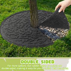 Peryiter ring installed around a tree trunk showing neat weed protection benefit