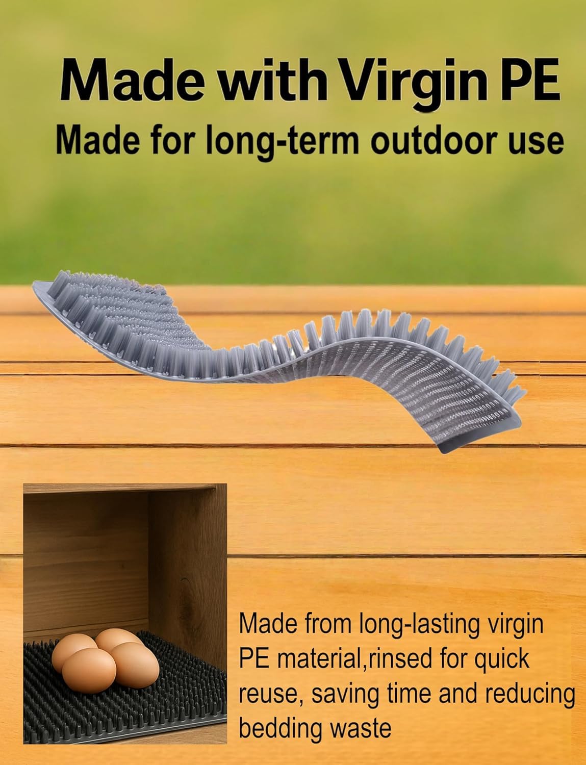 PERZUMI pad in a backyard coop scene showing practical use and maintenance time savings benefit